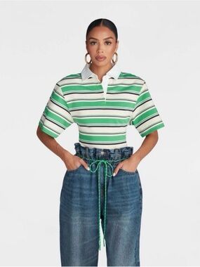 KBB by KAHLANA Women's Short Sleeve 'The Fitted Rugby Shirt' Green Size M